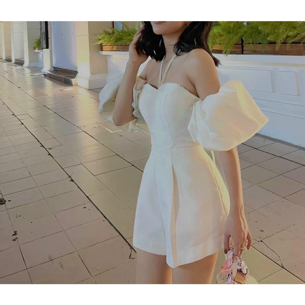 Jum tapa kiểu bệt vai cổ dây yếm tay ngắn bồng hott