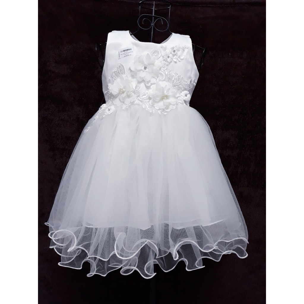 Váy công chúa đính hoa ngực bé gái 1-6t
