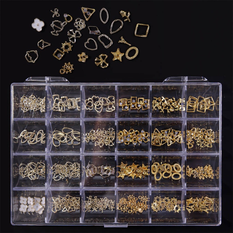 Hộp 24 Ngăn Đựng Phụ Kiện Trang Trí Móng Tay Nghệ Thuật Sa