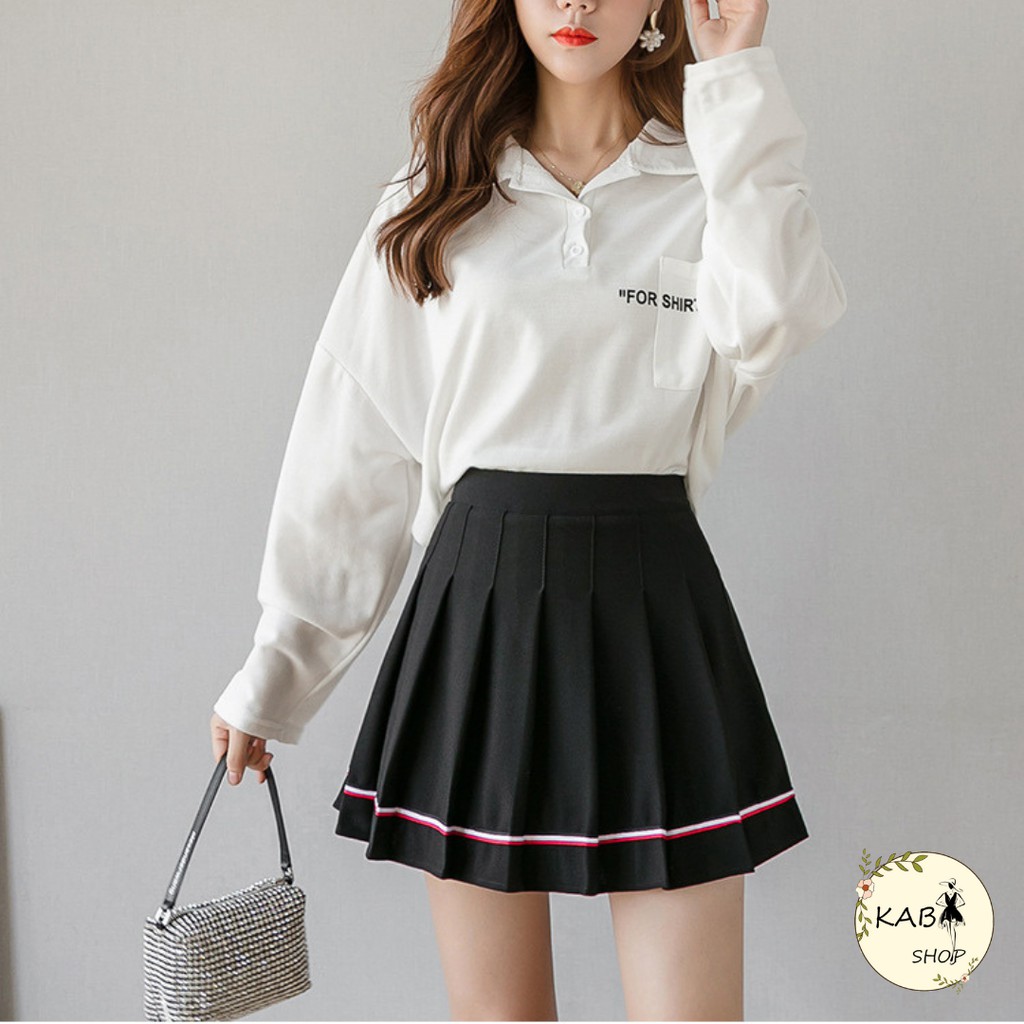 Chân váy xếp ly Chân váy ngắn cao cấp hai màu Đen Trắng thời trang 2021 | BigBuy360 - bigbuy360.vn