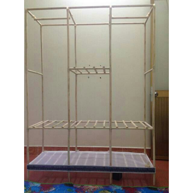 Tủ Quần Áo Tủ Vải khung gỗ tủ đựng quần áo bọc nhựa tủ vải 3 buồng cỡ lớn loại 1 chống ẩm mốc - Bảo hành 1 năm