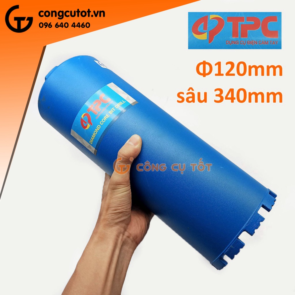 Mũi khoét tường ướt kim cương mạ điện Ø120 x 350mm