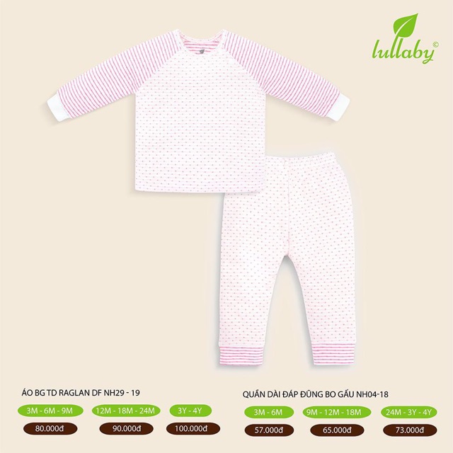 Bộ Raglan bé gái tay dài 2 lớp Lullaby (Hàng Sale)