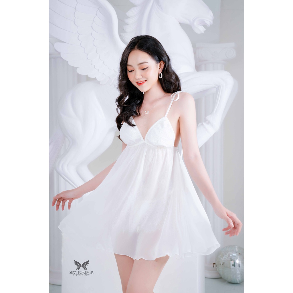 Sexy Forever Váy Ngủ Xuyên Thấu Phối Ren Alaura