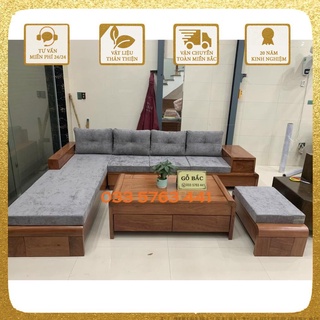 Ảnh thật shop chụp sofa góc L gỗ hương đá 2m8x2m - ghế sofa cao cấp