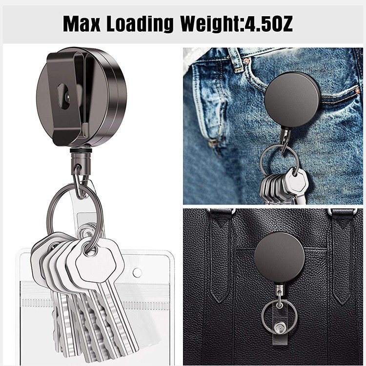 Móc Khóa Dây Rút Bằng Hợp Kim Thép Màu Xám Đen Sang Trọng Chất Lượng Cao