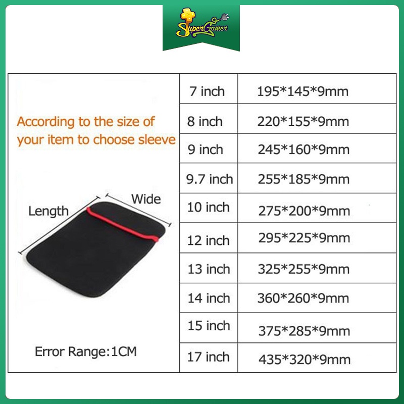 Túi đựng bảo vệ máy tính xách tay/máy tính bảng 7-17 Inch hai mặt bằng neoprene | BigBuy360 - bigbuy360.vn