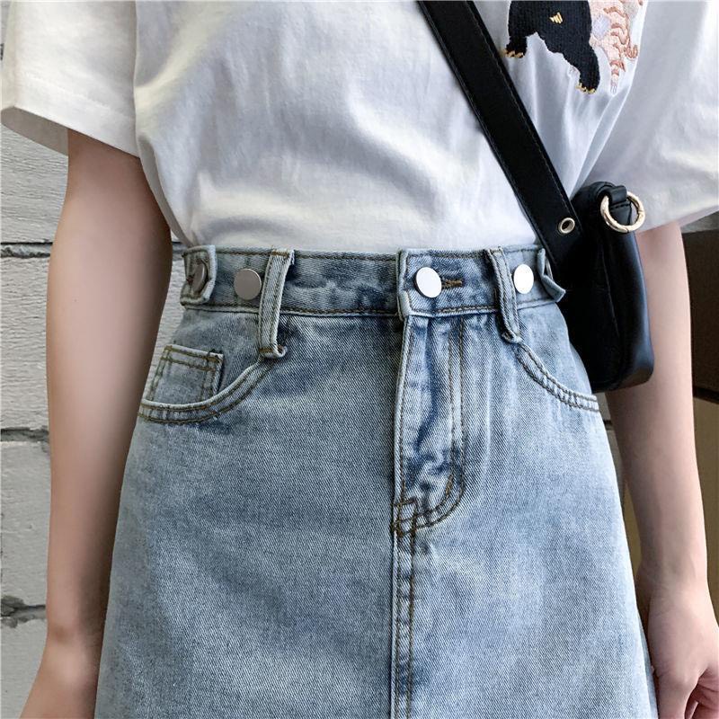 Chân váy jean ngắn váy bò demin cạp cao chữ A có cúc điều chỉnh A8
