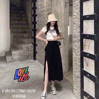 Sét váy xẻ kèm áo crt gir - hs