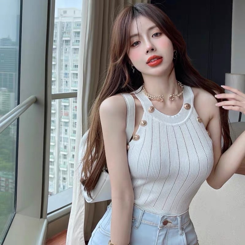 ÁO BA LỖ, ÁO SÁT NÁCH  HỞ VAI, CỔ YẾM, PHỐI KHUY TRANG TRÍ, DÁNG CROPTOP  , MẪU TRƠN BASIC, ULZZANG HÀN QUỐC