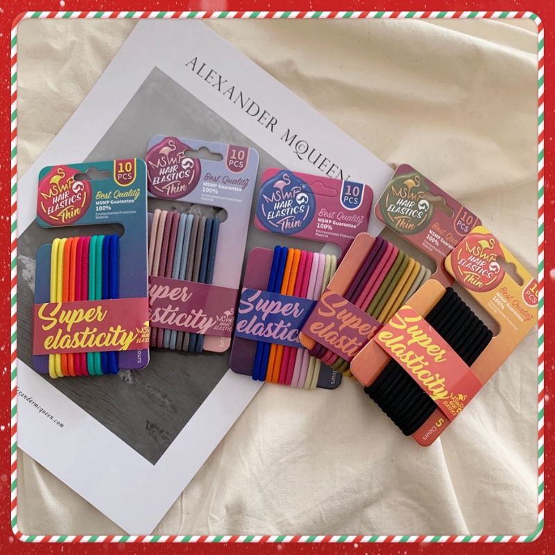 (Bộ 10 Cái) Set Thun Cột Tóc Cơ Bản LIN Tiện Lợi Cho Nữ