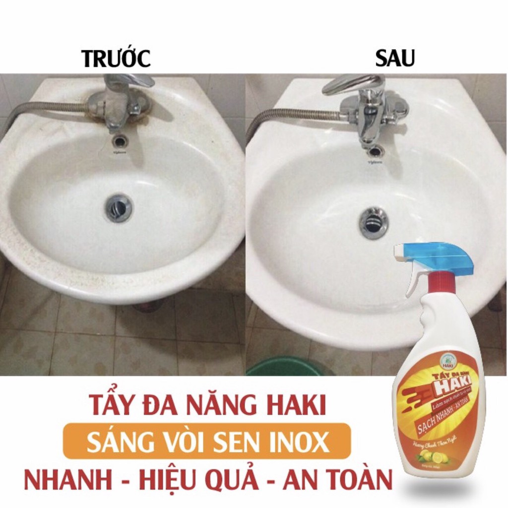 [ SALE KỊCH SÀN] Tẩy đa năng Haki 2019 giá cực sốc tẩy sạch các vết ố vàng tẩy kính và inox vòi sen nhà tắm