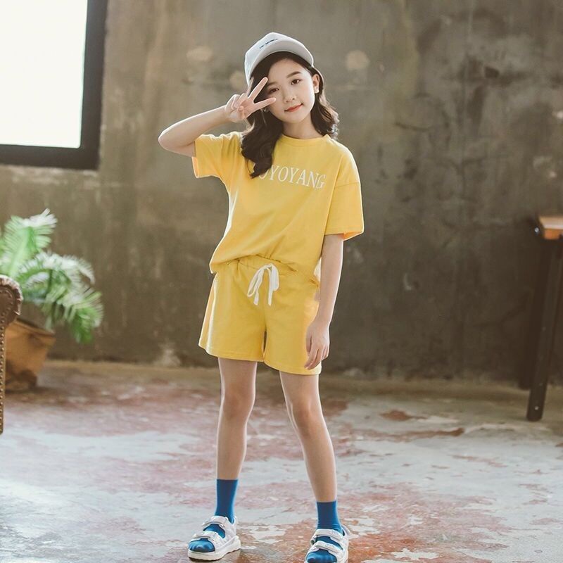 Set Áo Thun cotton Ngắn Tay Và Quần short Thời Trang Hàn Quốc Cho Bé Gái