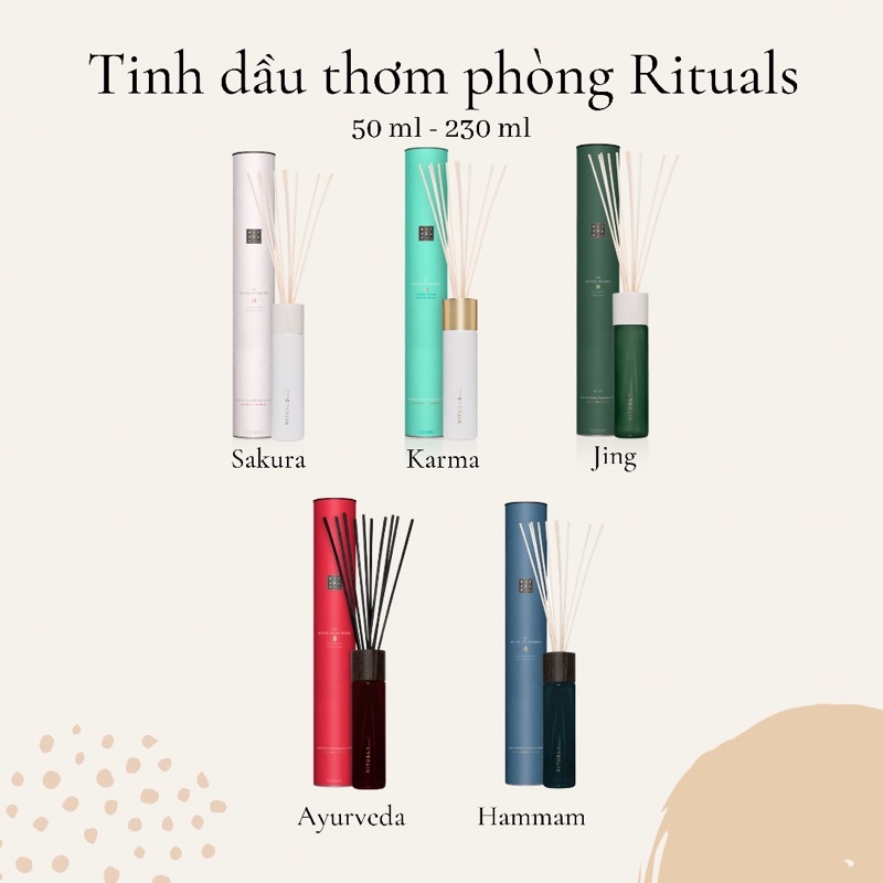 Tinh dầu thơm phòng Rituals UK với 5 hương thơm khác nhau 2 size mini 50ml và 230ml