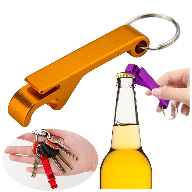 Dụng Cụ Mở Nắp Chai Bia Bằng Hợp Kim Nhôm Kèm Móc Khóa Tiện Lợi 4 Trong 1