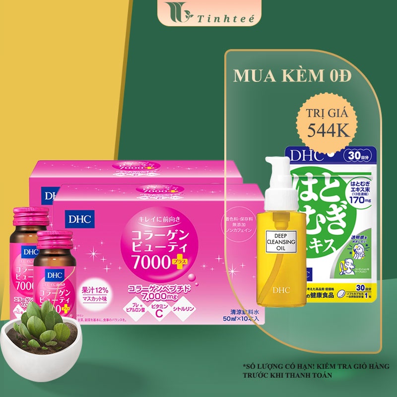 Bộ 2 hộp collagen nước DHC Nhật Bản Collagen Beauty 7000 Plus 500ml (50ml x 20 lọ)