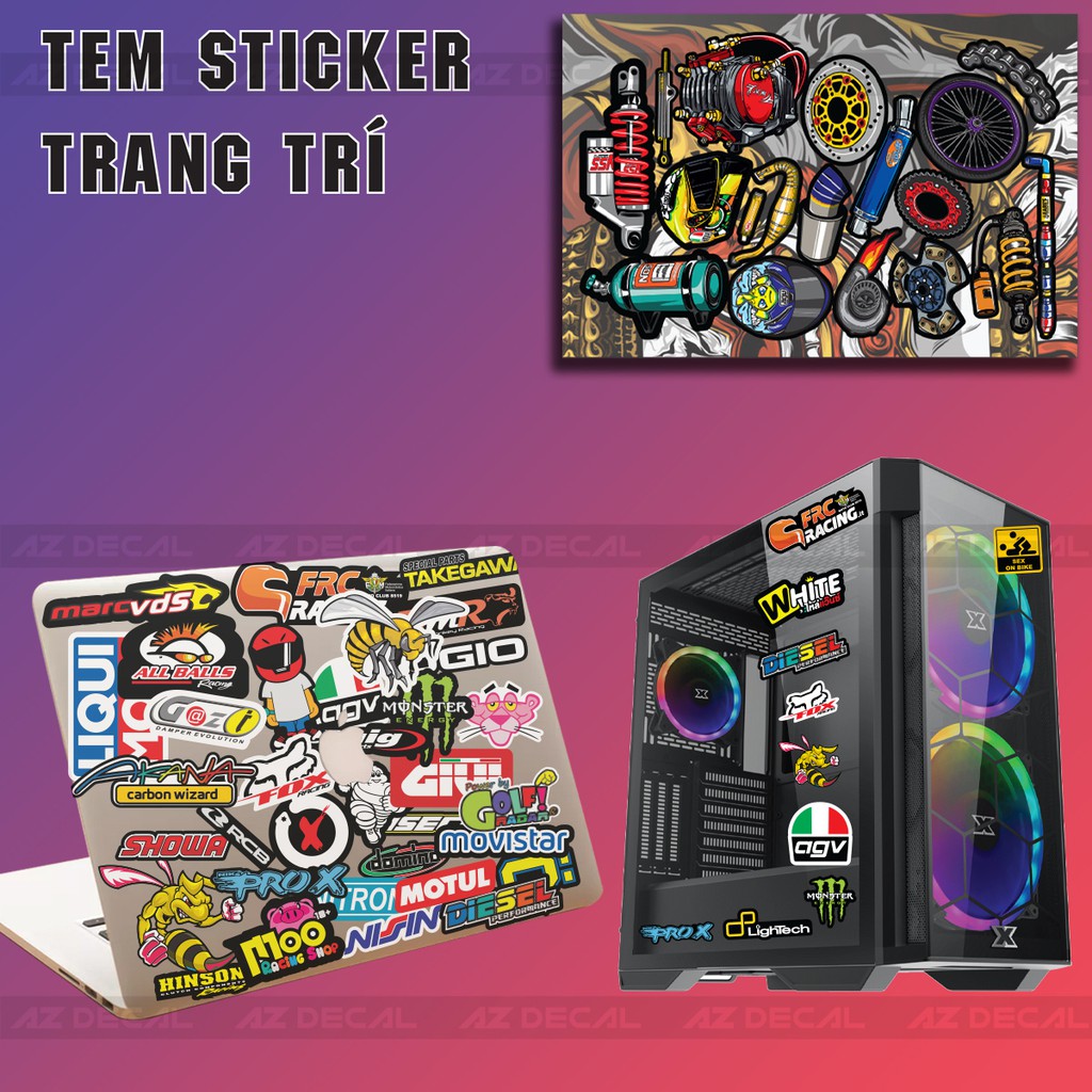 Tem Sticker Chủ Đề Đồ Chơi Xe Thái 01 - Trang Trí Xe Máy, Xe Điện, Mũ Bảo Hiểm