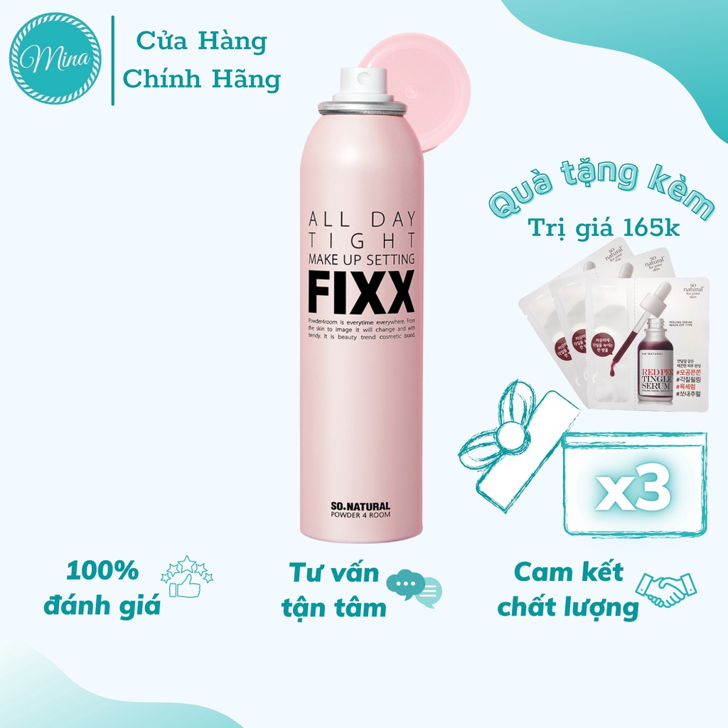 XỊT KHOÁ NỀN TRANG ĐIỂM ALL DAY TIGHT MAKE UP SETTING FIXX GIỮ LỚP MAKE UP BỀN MÀU, HÚT DẦU I SO'NATURAL CHÍNH HÃNG