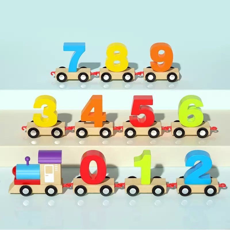 Đồ chơi tàu hỏa kéo số bằng gỗ cao cấp loại đẹp cho bé học số Kumi toys
