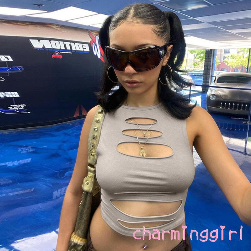 Chm-áo Ba Lỗ Ôm Dáng Màu Trơn Trang Trí Cho Nữ