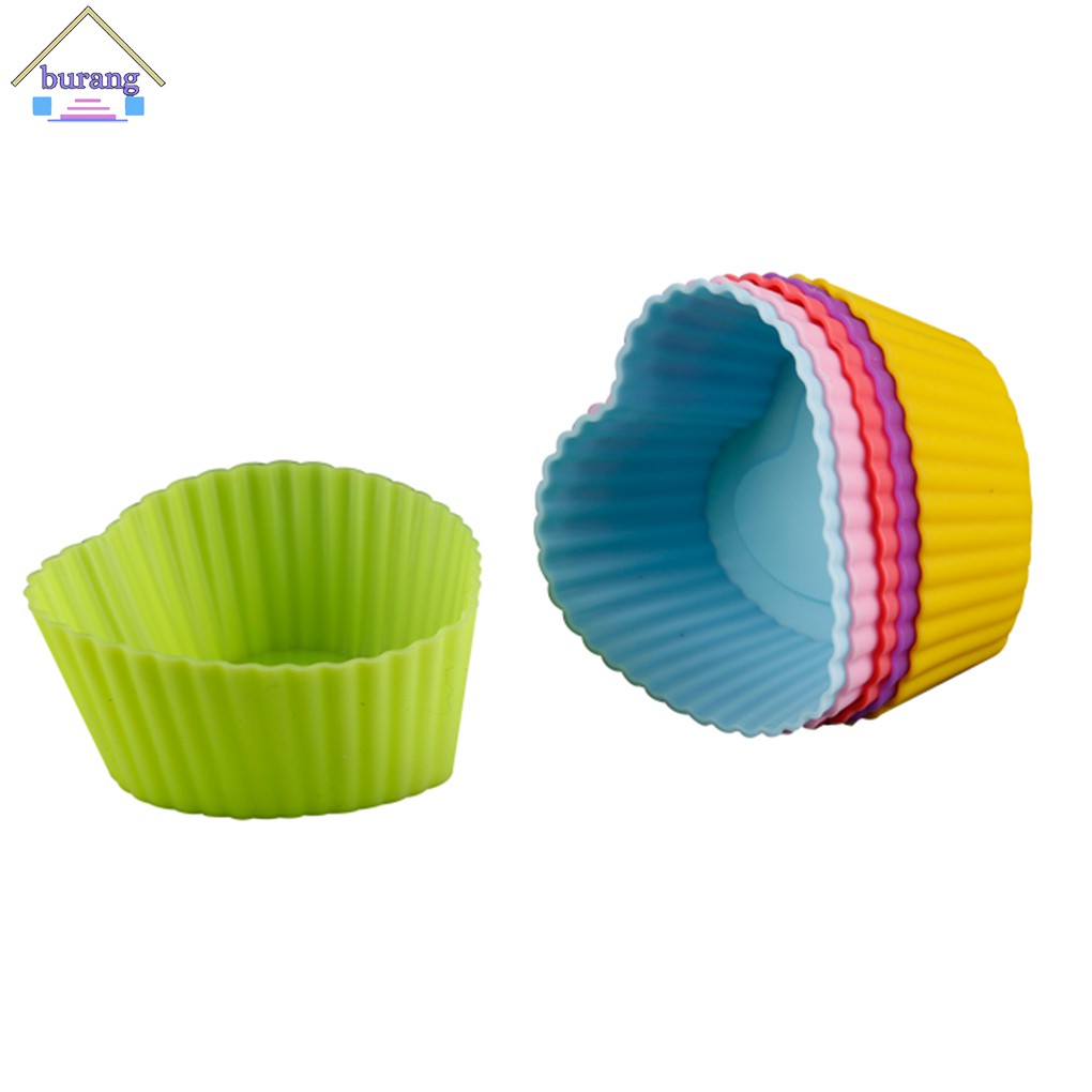 Set 6 Khuôn Silicon Làm Bánh Cupcake Thiết Kế Hình Trái Tim