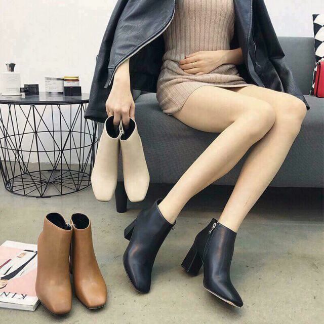 Boot thấp cổ đế vuông
