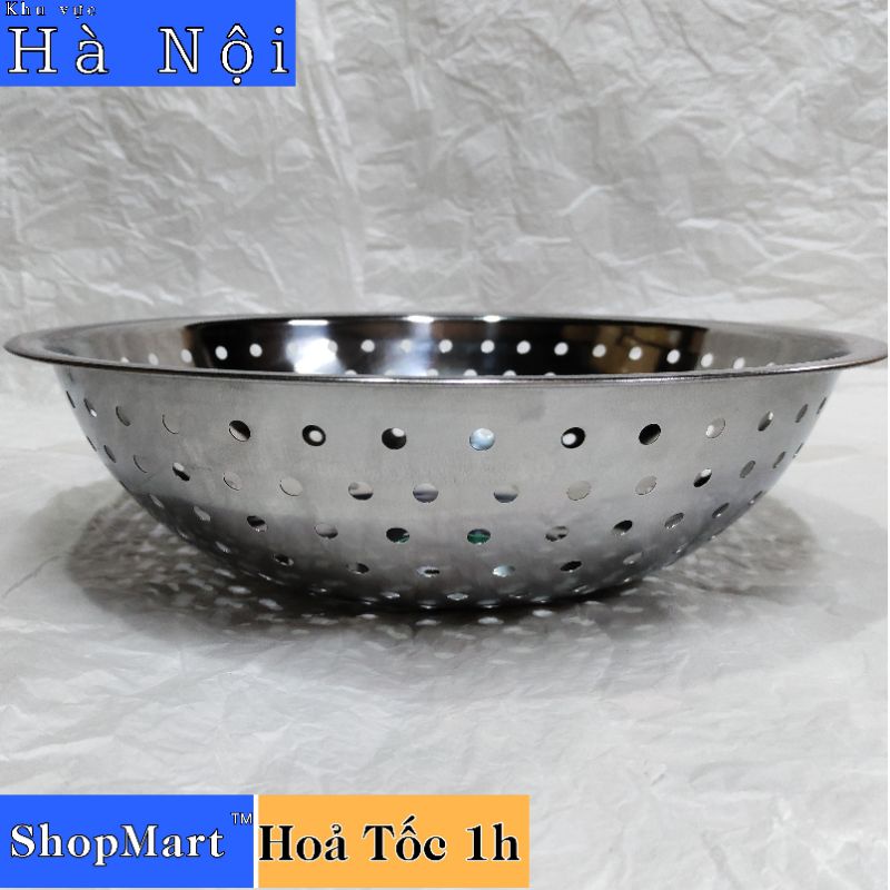 Rổ inox chính hãng, rổ lỗ to 7 ly đủ size 42 cm, 44, 46, 48, 50 cm Vietcook hàng dầy dặn tiện sử dụng