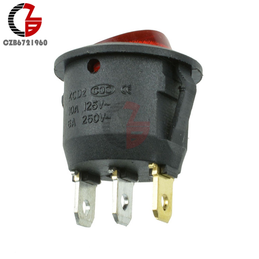Công TắC On-Off Mini 3Pin SPDT ĐèN LED Đỏ 6A 250V 10A 125V AC Chuyên DụNg