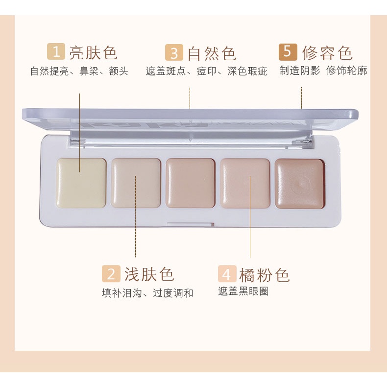 Bảng Kem Che Khuyết Điểm 5 Màu Mềm Mại Che Phủ Toàn Diện NO.C114