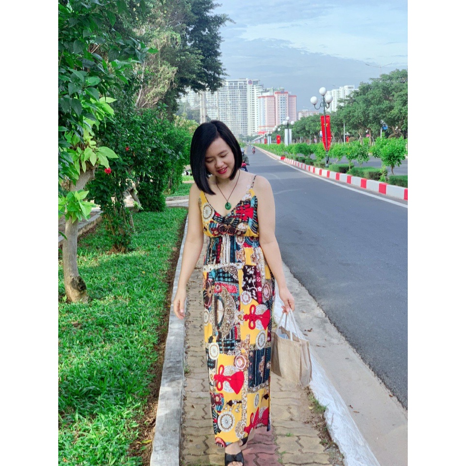 Đầm lụa 2 dây Hawai