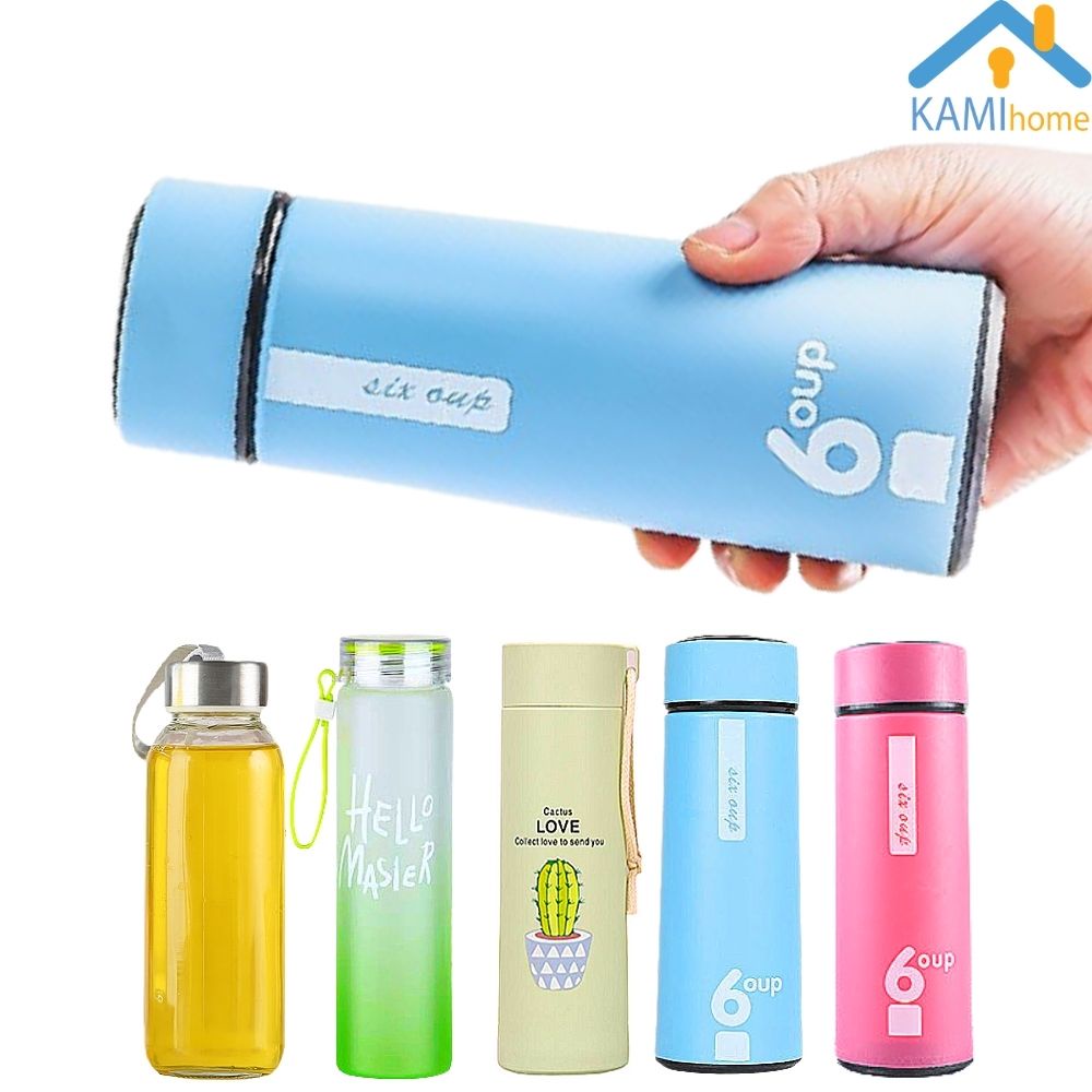 Bình nước thủy tinh nắp xoay chống tràn 350ml kiêm Lọ hoa dễ thương mã 20021