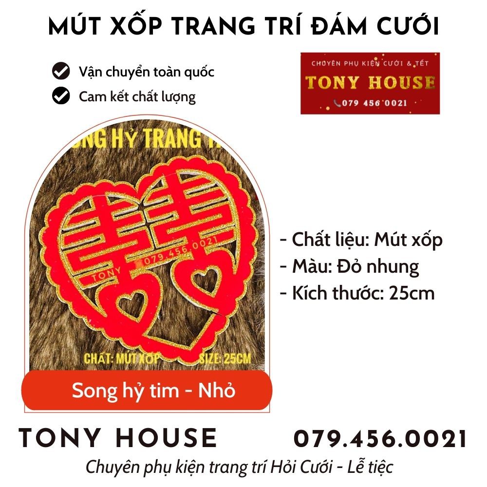 [CƯỚI] Chữ song hỷ mút xốp trang trí đám cưới - TONY HOUSE