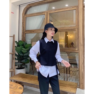 Set sơ mi và áo ghile buộc nơ ( sm0061)