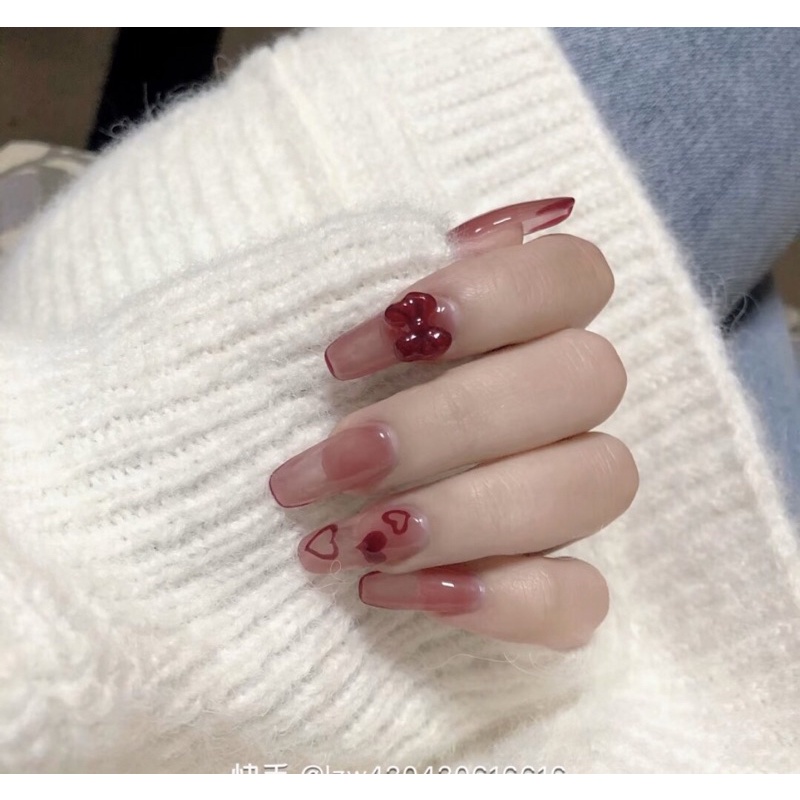 Nailbox hồng thạch nơ đỏ