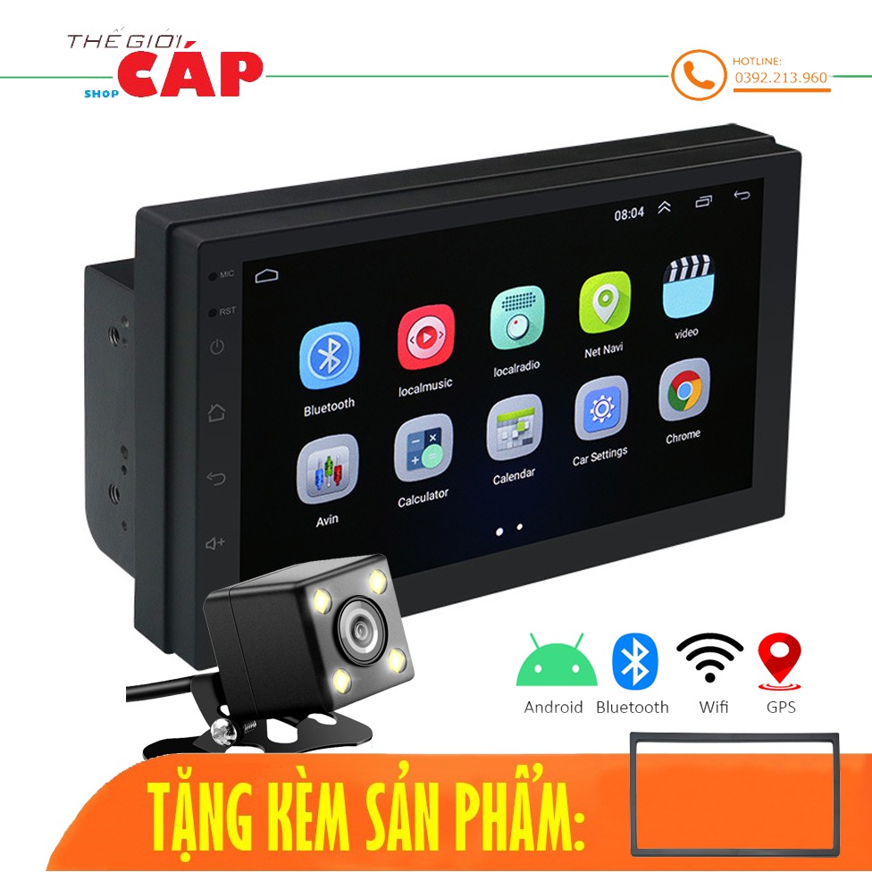 Màn Hình Cảm Ứng LCD 7 inch Hỗ Trợ Nghe Nhạc MP5 Bluetooth Wifi GPS Android 9.1 (Hỗ trợ Tiếng Việt) Tặng Kèm Mặt Dưỡng