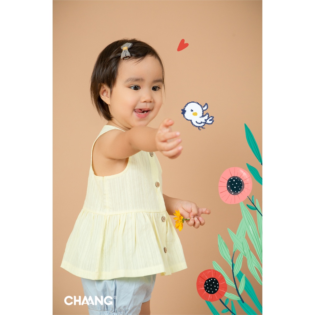 Chaang Áo ba lỗ babydoll Summer vàng cho bé gái