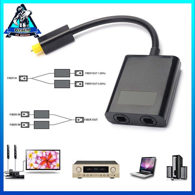[Fitslim] Dual Port Digital Optical Adapter Splitter Fiber Audio Cable 1 In 2 Out