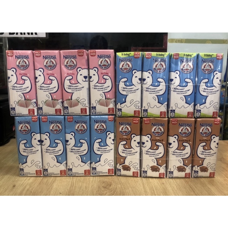 LỐC 4 HỘP SỮA NESTLE BEAR BRAND ĐỦ VỊ 180ML/ SỮA GẤU NESTLE