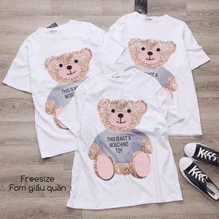 Áo thun tay lỡ unisex from rộng hình dễ thương Freesize dưới 65kg