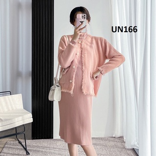  Đầm len bầu thu đông set bầu mặc mùa đông chất len dày dặn màu hồng tôn da Đầm Bầu Hàn Quốc  VV210 