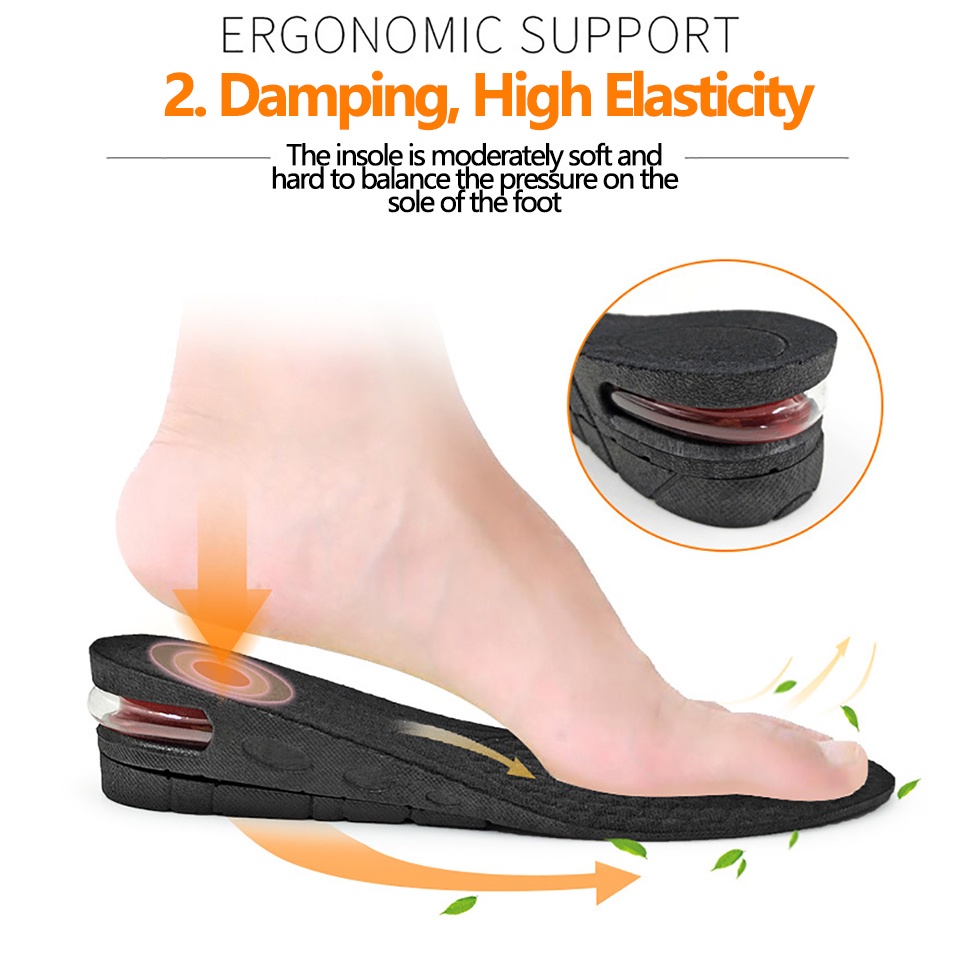 1 Cặp Miếng Lót Giày Từ PVC Trong Suốt Tăng Chiều Cao Thoáng Khí Chống Sốc Cho Nam Và Nữ