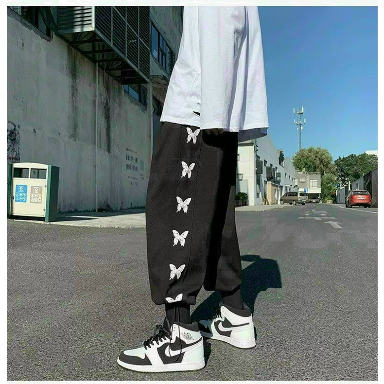 MẪU MỚI - GIÁ SỈ  QUẦN NỈ NAM NỮ VIỀN BƯỚM DÀI ỐNG RỘNG - QUẦN JOGGER LƯNG THUN PHỐI GẤU DÂY RÚT M01