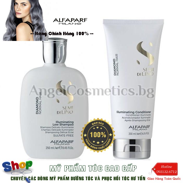 [Alfaparf-chính hãng] Dầu gội xả Diamond chăm sóc tóc bóng mượt Semi Dilinoo Illuminating Low Alfaparf 250ml/200ml