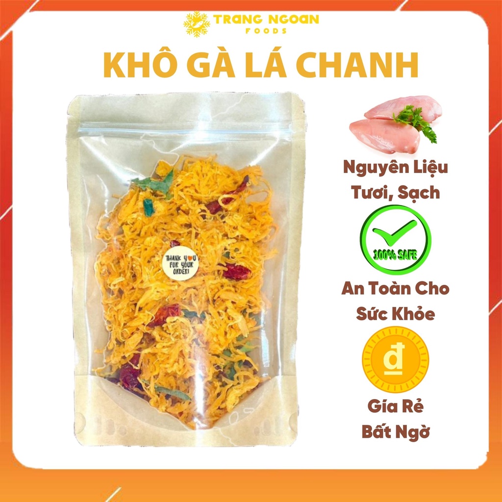 Khô Gà Lá Chanh Loại 1, Loại Ngon Hương Vị Giòn, Thơm, Đậm Vị Thịt Gà, Nguyên Liệu Sạch, An Toàn ,Vệ Sinh - Loại Túi