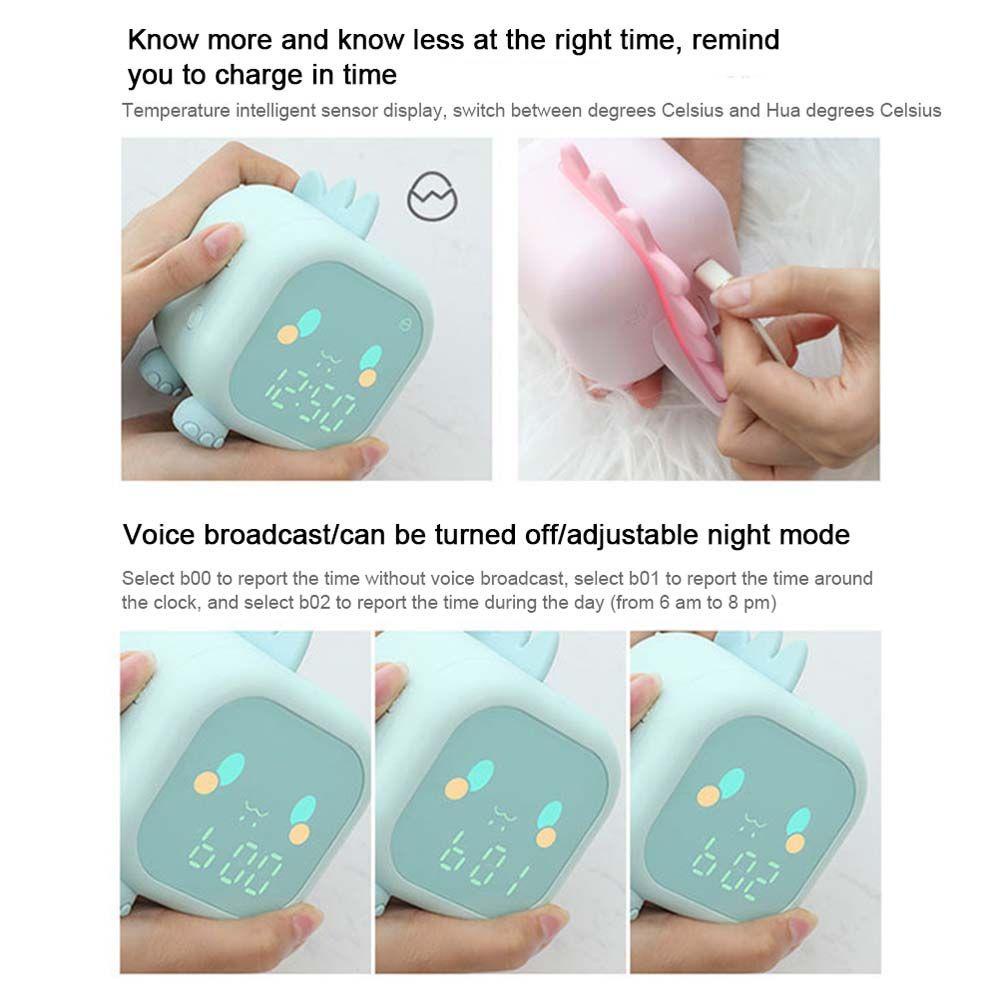 Đồng Hồ Báo Thức Điện Tử Để Bàn Hình Khủng Long Dễ Thương Điều Khiển Âm Thanh Đa Năng