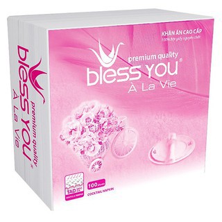 combo 5 khăn giấy ăn bless you hồng loại 100 tờ 33x33cm