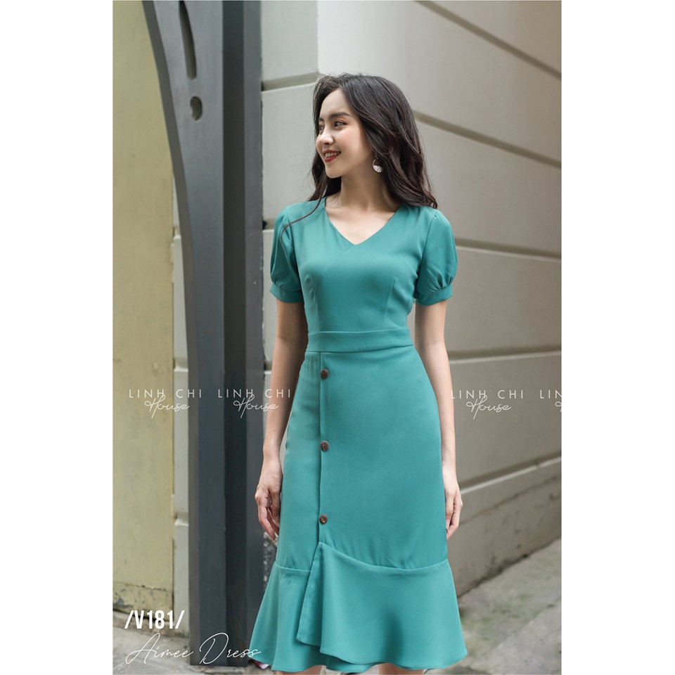 Đầm Nữ Đuôi Cá Dịu Dàng Thanh Lịch (Vàng, Xanh) Thời Trang Thu Đông V181 | BigBuy360 - bigbuy360.vn