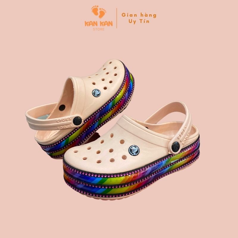Sục Cross KA071 Dép Sục Nữ Đính Đá Chất Đẹp Đế Bánh Mì Đi Mưa Thời Trang KanKanStore