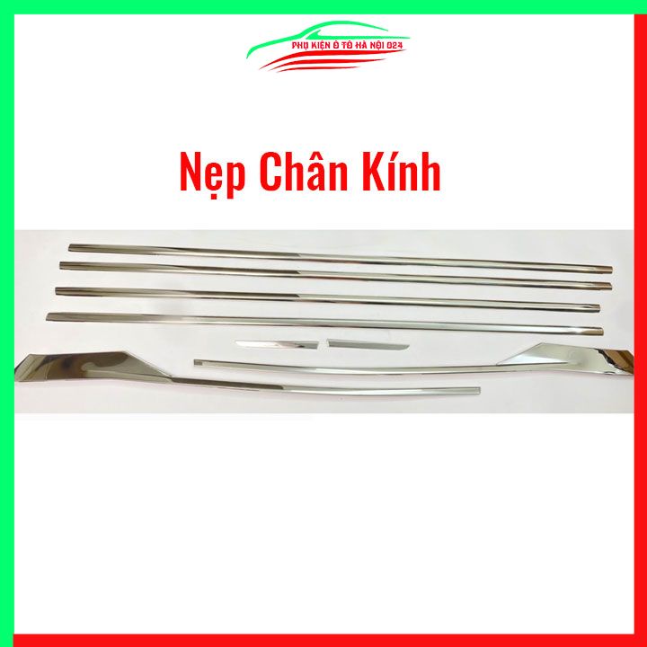 Bộ nẹp viền chân kính cong kính Veloz 2022-2024 Inox sáng bóng chuẩn form xe