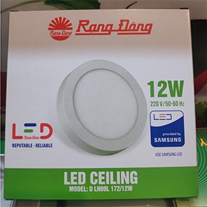 Đèn ốp trần, đèn led ốp  trần D LN09 172/12W Rạng Đông, bảo hành 2 năm